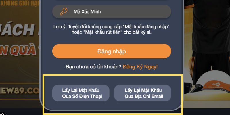 Đăng Nhập New88 6 Lấy lại mật khẩu dễ dàng qua email, số điện thoại